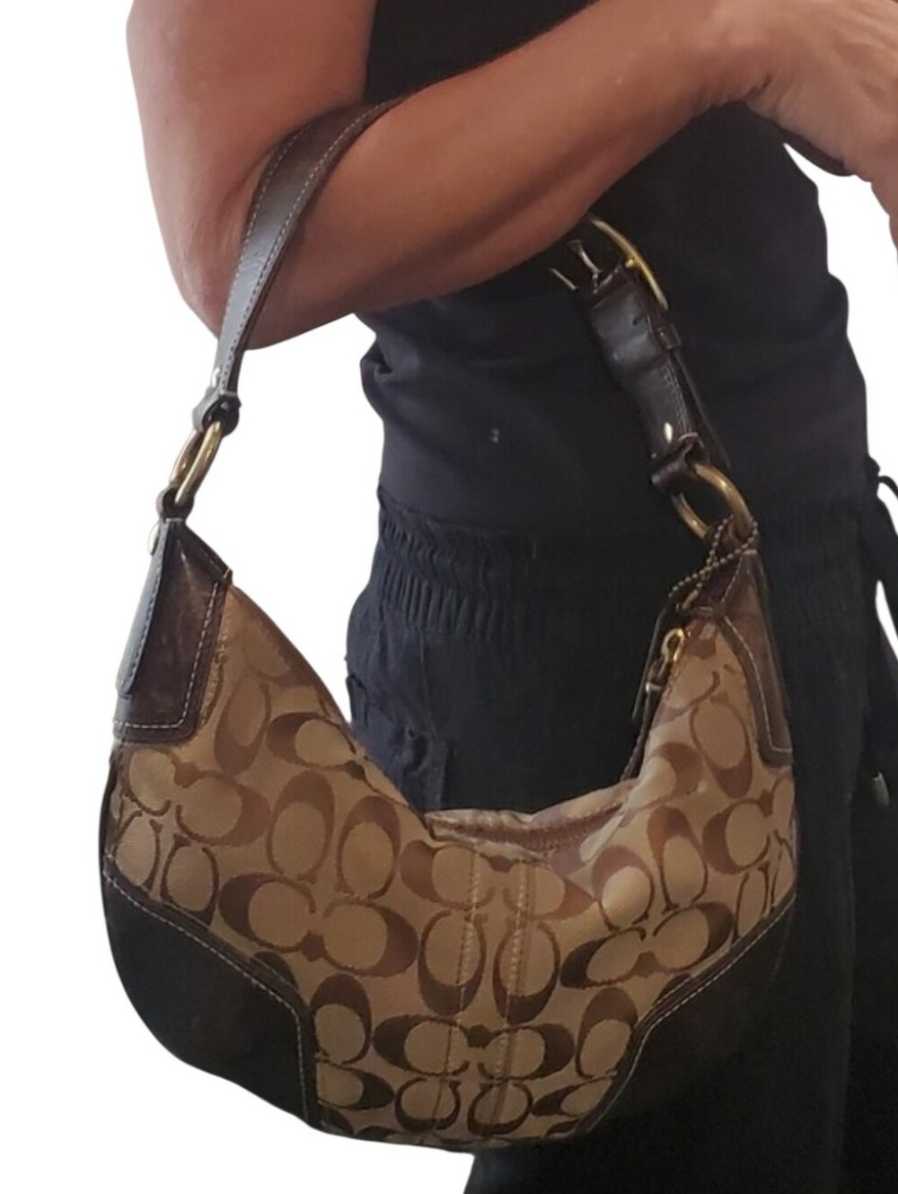 Coach Vintage Soho Signature Jacquard & Leather Hobo Shoulder Bag